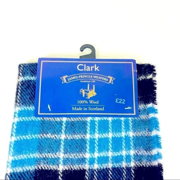 James Pringle Weave 100% Wool Plaid Scarf 12” x 62” - Picture 1 of 6